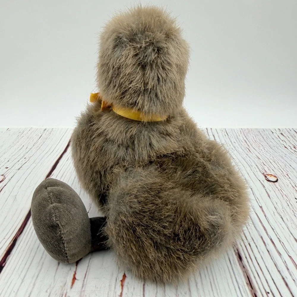 Mary Meyer Vintage Brown Duckling Plush Stuffed Animal Yellow Bow 6.5 Inch